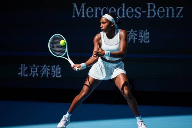 BEIJING, CHINA - SEPTEMBER 28: Coco Gauff of the United States competes in the Women s Singles Round of 32 match against Leylah Fernandez of Canada on day 7 of the 2025 China Open at National Tennis Center on September 28, 2025 in Beijing, China.  Copyright: xVCGx 111593685939