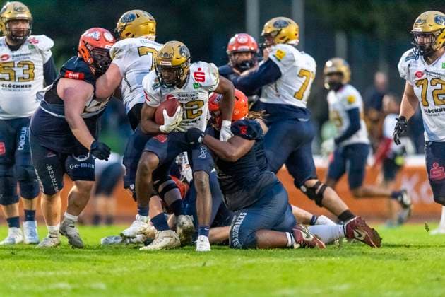 GER, ifm Ravensburg Razorbacks vs Dresden Monarchs, American Football, GFL, Saison 2025, Playoffs, Halbfinale, 27.09.2025, GER, ifm Ravensburg Razorbacks vs Dresden Monarchs, American Football, GFL, Saison 2025, Playoffs, Halbfinale, 27.09.2025 Weingarten Copyright: xEibner-Pressefoto FlorianxWolfx EP_FWF