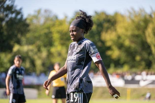 Fußball, Frauen, Saison 2025 2026, DFB-Pokal (1. Runde), FC Viktoria 89 Berlin - Eintracht Frankfurt, Nicole Anyomi (Eintracht Frankfurt) , 28.09. 2025, Copyright: xMatthiasxKochx