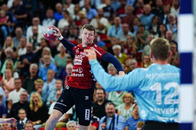 Wurf Tor Emil Manfeldt Jakobsen (SG Flensburg-Handewitt, 31) GER, SG Flensburg-Handewitt vs. Frisch Auf Goeppingen, Handball, Bundesliga, Spieltag 6, Saison 2026 2026, 28.09.2025 GER, SG Flensburg-Handewitt vs. Frisch Auf Goeppingen, Handball, Bundesliga, Spieltag 6, Saison 2026 2026, 28.09.2025 Flensburg Copyright: xEibner-Pressefoto MarcelxvonxFehrnx EP_MFN
