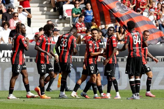 OGC Nice v Paris FC - Ligue 1 McDonald s 2025 2026 99 Salis ABDUL SAMED (ogcn) - 09 Terem MOFFI (ogcn) - 37 Kojo PEPRAH OPPONG (ogcn) - 10 Sofiane DIOP (ogcn) during the Ligue 1 McDonald s match between Nice and Paris at Allianz Riviera on September 28, 2025 in Nice, France. Nice France  Copyright: xFEPx 776348142