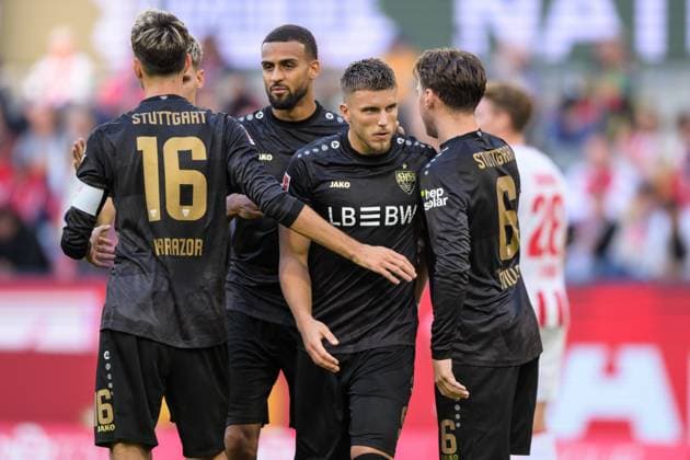 Fußball, 1. Bundesliga, 20250928, 1. FC Köln - VfB Stuttgart. Im Bild Stuttgart Torjubel bejubelt Jubel Tor 1:1. Köln Rhein-Energie-Stadion Nordrhein-Westfalen Deutschland Copyright: Passion2Press MarkusxFischerx