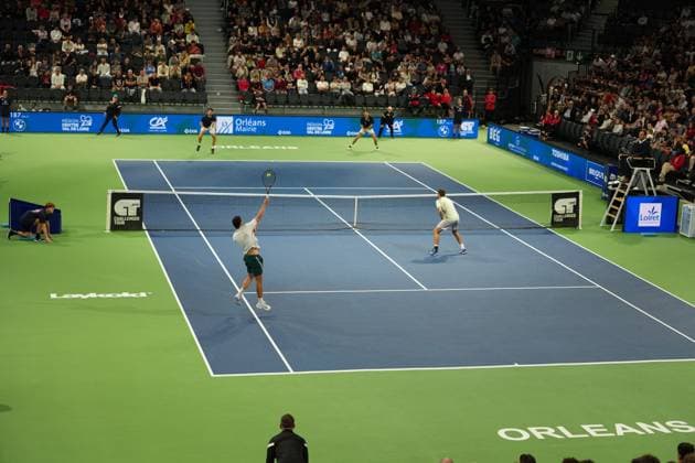 TENNIS : CO Met Orleans Open 2025 - Finale - ATP, Tennis Herren Challenger Tour 125 - 28 09 2025 jojosh Paris (GBR) and Theo Arribage (FRA) and Clement Chidekh (FRA) and Luca Sanchez (FRA) during the CO Met OrlÃ ans Open 2025 final, ATP Challenger Tour 125 tennis tournament on 28 September 2025 at CO Met Arena in OrlÃ ans, France - Photo Alexandre Martins Psnewz  Copyright: xALEXANDRExMARTINSx