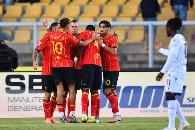 Lecce s midfielder Lassana Coulibaly (29 US Lecce) celebrates after scoring the team s first goal during the Serie A Enilive soccer matchday 5 between US Lecce and Bologna FC 1909 at the Via del Mare Stadium in Lecce, Italy, Sunday, September 28, 2025. (Credit Image: Giovanni Evangelista LaPresse)  Copyright: xGiovannixEvangelista LaPressex