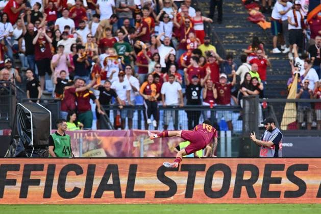 Matias Soule of A.S. Roma celebrates after scoring the goal of 2-0 during the 5th day of the Serie A Championship between A.S. Roma and Hella Verona F.C. at the Olympic Stadium on September 28, 2025 in Rome, Italy.  Copyright: xDomenicoxCippitelli IPAxSportx xipa-agency.netx xx IPA_65874899 IPA_Agency_IPA65874899