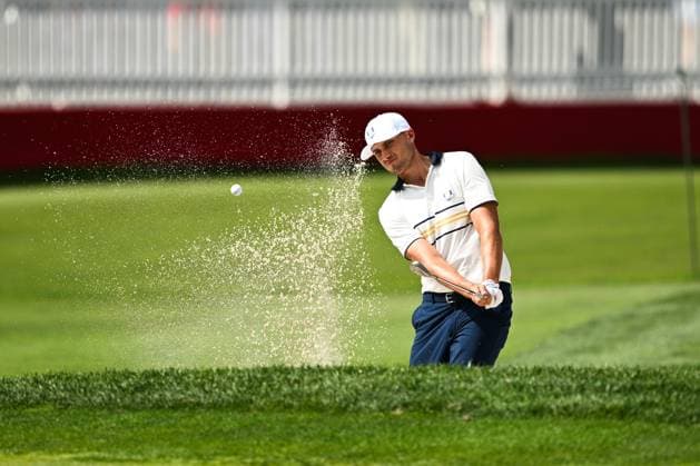 250928 Ludvig Aberg of Team Europe at the practice facilities ahead of a singles match on day 3 of the Ryder Cup on September 28, 2025 in New York. Photo: Jesper Zerman BILDBYRAN kod JZ JZ0619 golf ryder cup day 3 bbeng Copyright: JESPERxZERMAN BB250928JZ005