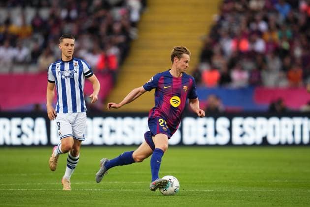 during the La Liga EA Sports match between FC Barcelona, Barca and Real Sociedad played at Lluis Companys Stadium on September 28 2025 in Barcelona, Spain. (Photo by Bagu Blanco PRESSIN) Copyright: xBaguxBlancox xPRESSINx