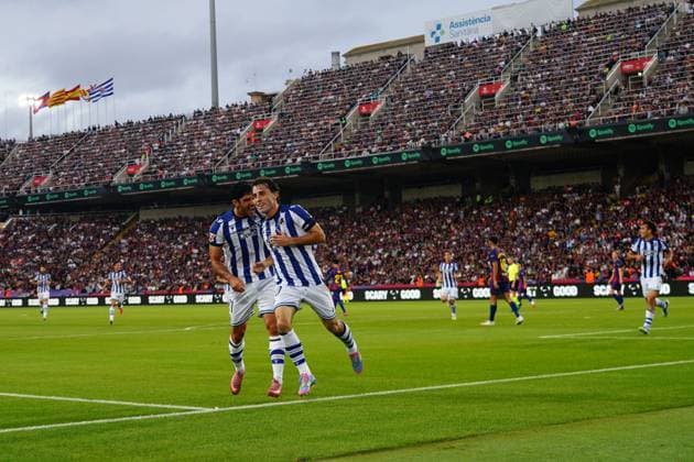 during the La Liga EA Sports match between FC Barcelona, Barca and Real Sociedad played at Lluis Companys Stadium on September 28 2025 in Barcelona, Spain. (Photo by Bagu Blanco PRESSIN) Copyright: xBaguxBlancox xPRESSINx