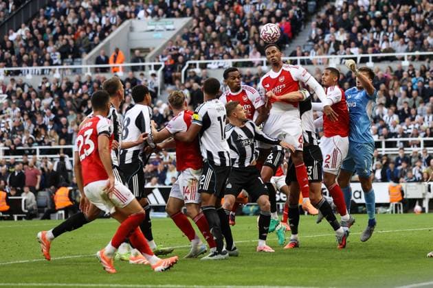 Newcastle United v Arsenal 28 September 2025, Newcastle - Premier League Football - Newcastle United v Arsenal - Gabriel of Arsenal scores their second goal - Photo: Jacques Feeney Offside. Newcastle UK Copyright: xJacquesxFeeneyx xOffsidexOffside