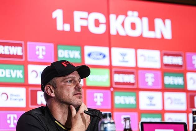 Fussball, Bundesliga Saison 2025 2026 5.Spieltag 1.FC Köln - VfB Stuttgart 28.09.2025, RheinEnergieSTADION Lukas Kwasniok (Trainer 1. FC Köln) Pressekonferenz Köln RheinEnergieSTADION Nordrhein-Westfalen Deutschland