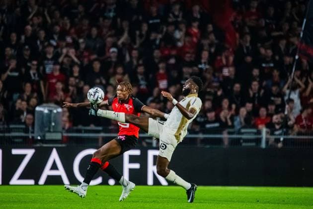 FOOTBALL : Stade Rennais vs RC Lens - Ligue 1 - JournÃ e 6 - 28 09 2025 Jeremy Jacquet (Stade Rennais) Odsonne Edouard (RC Lens) RennesFrance  Copyright: xBaptistexAutissierx