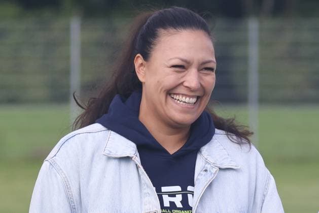 Nadine Nurasyid with a smile, portrait, Stuttgart Surge, AFVBY, Fursty Razorbacks, New York Giants, American Football, Traningsday, , 2025, 26.09.2025, Photo: Foot Bowl Björn Kecker Copyright: xPhoto:xFootxBowl BjörnxKeckerx