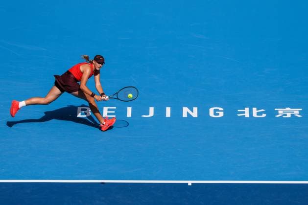 BEIJING, CHINA - SEPTEMBER 29: Mirra Andreeva of Russia returns a shot in the Women s Singles Round of 32 match against Jessica Bouzas Maneiro of Spain on day 8 of the 2025 China Open at National Tennis Center on September 29, 2025 in Beijing, China.  Copyright: xVCGx 111593911444