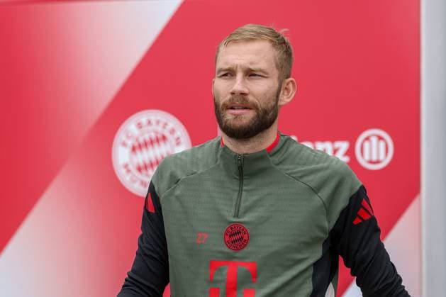 Konrad Laimer (FC Bayern Muenchen, 27), GER, Abschlusstraining, FC Bayern Muenchen, Fussball, UEFA Champions League, Liga-Phase, 2. Spieltag, Saison 2025 2026, 29.09.2025, GER, Abschlusstraining, FC Bayern Muenchen, Fussball, UEFA Champions League, Liga-Phase, 2. Spieltag, Saison 2025 2026, 29.09.2025 Muenchen Copyright: xEibner-Pressefoto JennixMaulx EP_JML