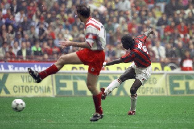 GEORGE WEAH, Milan, Serie A, 1995-96, Milan vs Cremonese 7-1, 12-05-1996, Goal, Gol SERIE A 1995-96 MILAN-CREMONESE 7-1