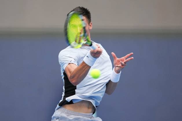 (250929) -- BEIJING, Sept. 29, 2025 -- Fabian Marozsan hits a return during the men s singles quarterfinal match between Jannik Sinner of Italy and Fabian Marozsan of Hungary at 2025 China Open tennis tournament in Beijing, China, Sept. 29, 2025. ) (SP)CHINA-BEIJING-TENNIS-CHINA OPEN-MEN S SINGLES-QUARTERFINALS(CN) NaxYuqi 