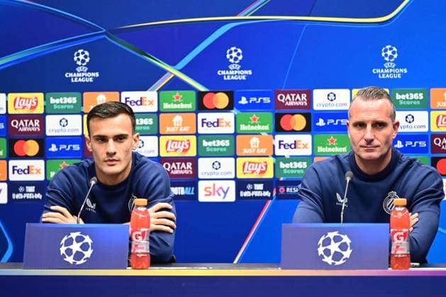 Atalanta v Club Brugge - UEFA Champions League Media Activities 29 09 2025 BERGAMO, ITALY - SEPTEMBER 29 : Stankovic Aleksandar midfielder of Club Brugge and Hayen Nicky head coach of Club Brugge talking to the press during a press conference, PK, Pressekonferenz ahead of the UEFA Champions League 2025 26 League Phase MD2 match between Atalanta and Club Brugge on September 29, 2025 in Bergamo, Italy, 29 09 2025 Bergamo Italy  Copyright: xPeterxDexVoechtx