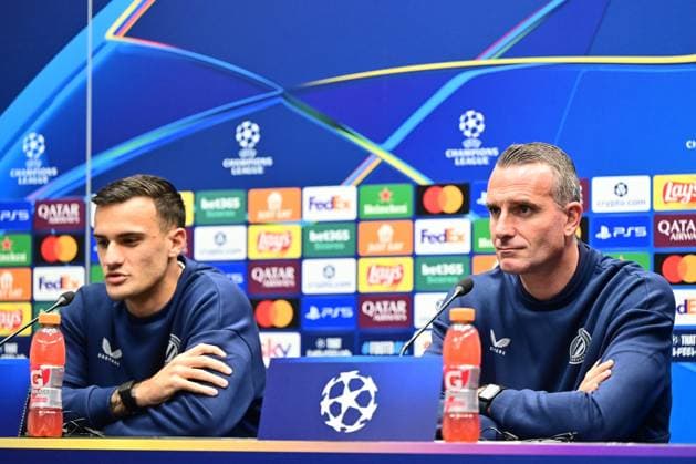 Atalanta v Club Brugge - UEFA Champions League Media Activities 29 09 2025 BERGAMO, ITALY - SEPTEMBER 29 : Stankovic Aleksandar midfielder of Club Brugge and Hayen Nicky head coach of Club Brugge talking to the press during a press conference, PK, Pressekonferenz ahead of the UEFA Champions League 2025 26 League Phase MD2 match between Atalanta and Club Brugge on September 29, 2025 in Bergamo, Italy, 29 09 2025 Bergamo Italy  Copyright: xPeterxDexVoechtx