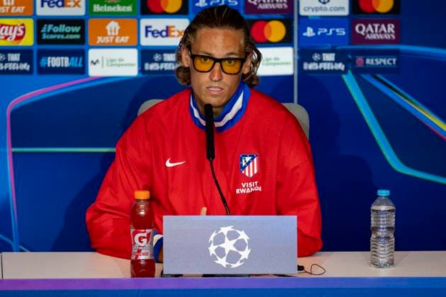 Atletico de Madrid Training Session And press conference, PK, Pressekonferenz - UEFA Champions League 2025 26 League Phase MD2 Marcos Llorente of Atletico de Madrid speaks during the Training Session and Press Conference ahead of the UEFA Champions League 2024 25 match against Eintracht Frankfurt at Estadio Riyadh Air Metropolitano on September 29, 2025 in Madrid, Spain. Madrid Estadio Riyadh Air Metropolitano Madrid Spain Copyright: xAlbertoxGardinx AGardin_20250929_Foot_Cha_AtlMad_Tra_Pre_0178