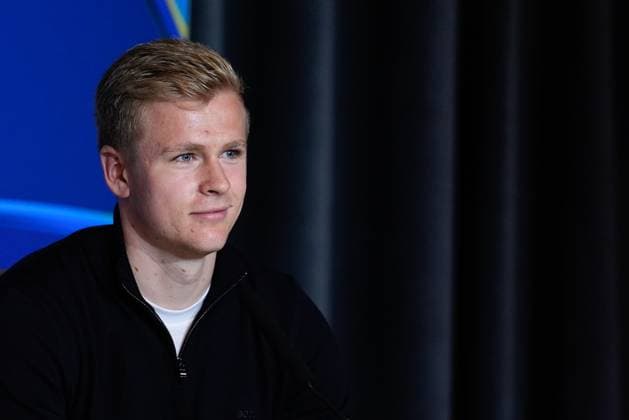 September 29, 2025, Madrid, Madrid, Spain: Jonathan Burkardt of Eintracht Frankfurt, attends a press conference, PK, Pressekonferenz ahead of their UEFA Champions League 2025 26 match against Atletico de Madrid at Riyadh Air Metropolitano on September 29, 2025, in Madrid, Spain. Madrid Spain - ZUMAa181 20250929_zaa_a181_001 Copyright: xDennisxAgyemanx