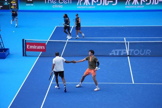 TENNIS - Internazionali di Tennis - Kinoshita Group Japan Open Tennis Championships 2025 India s Rohan Bopanna and Japan s Takeru Yuzuki pair won their Men s doubles Semi finals against United states pair Christian Harrison and Evan King in Japan open tennis tournament ATP500 2025 at Ariake Tennis stadium in Tokyo, Japan on September 29, 2025 tokyo Japan  Copyright: xIPAxSport ABACAx