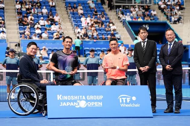 (C-R) Daisuke Arai (JPN), Tokito Oda (JPN), SEPTEMBER 29, 2025 - Tennis : Victory Ceremony at Ariake Colosseum during Kinoshita Group Japan Open Wheelchair Tennis Championship 2025 in Tokyo, Japan. Noxthirdxpartyxsales  aflo_305254146