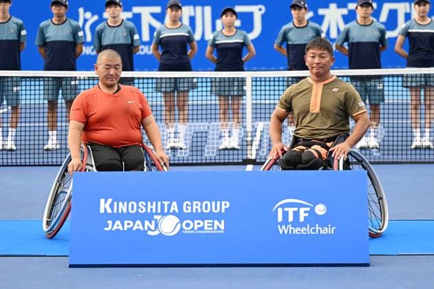 Yoshinobu Fujimoto & Naofumi Kono (JPN), SEPTEMBER 29, 2025 - Wheelchair Tennis : Kinoshita Group Japan Open Wheelchair Tennis Championships 2025 Men s Wheelchair Tennis Doubles Award ceremony at Ariake Coliseum, Tokyo, Japan. Noxthirdxpartyxsales  aflo_305232799