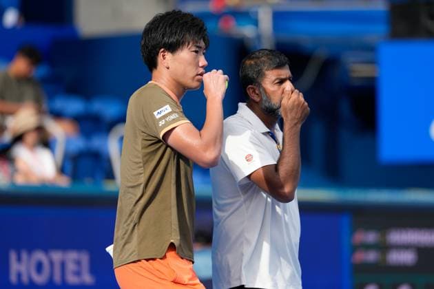 (L-R) Takeru Yuzuki (JPN), Rohan Bopanna (IND), SEPTEMBER 29, 2025 - Tennis : Doubles Semi-final match at Ariake Colosseum during Kinoshita Group Japan Open Tennis Championships 2025 in Tokyo, Japan. Noxthirdxpartyxsales  aflo_305253639