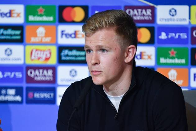 Atletico de Madrid Vs Eintracht Frankfurt press conference, PK, Pressekonferenz in Madrid - 29 Sep 2025 Jonathan Burkardt of Eintracht Frankfurt, attends a press conference ahead of their UEFA Champions League 2025 26 match against Atletico de Madrid at Riyadh Air Metropolitano. Madrid Spain Copyright: xAtilanoxGarciax xSOPAxImagesx FOTO50141