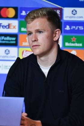 Atletico de Madrid Vs Eintracht Frankfurt press conference, PK, Pressekonferenz in Madrid - 29 Sep 2025 Jonathan Burkardt of Eintracht Frankfurt, attends a press conference ahead of their UEFA Champions League 2025 26 match against Atletico de Madrid at Riyadh Air Metropolitano. Madrid Spain Copyright: xAtilanoxGarciax xSOPAxImagesx FOTO50143