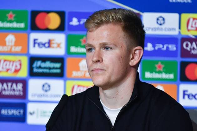 Atletico de Madrid Vs Eintracht Frankfurt press conference, PK, Pressekonferenz in Madrid - 29 Sep 2025 Jonathan Burkardt of Eintracht Frankfurt, attends a press conference ahead of their UEFA Champions League 2025 26 match against Atletico de Madrid at Riyadh Air Metropolitano. Madrid Spain Copyright: xAtilanoxGarciax xSOPAxImagesx FOTO50145