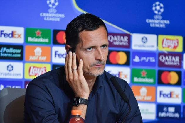 Atletico de Madrid Vs Eintracht Frankfurt press conference, PK, Pressekonferenz in Madrid - 29 Sep 2025 Dino Toppmoller, head coach of Eintracht Frankfurt, attends a press conference ahead of their UEFA Champions League 2025 26 match against Atletico de Madrid at Riyadh Air Metropolitano. Madrid Spain Copyright: xAtilanoxGarciax xSOPAxImagesx FOTO50149