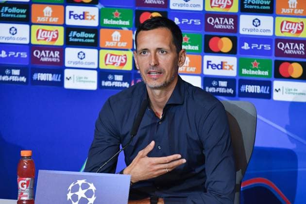 Atletico de Madrid Vs Eintracht Frankfurt press conference, PK, Pressekonferenz in Madrid - 29 Sep 2025 Dino Toppmoller, head coach of Eintracht Frankfurt, attends a press conference ahead of their UEFA Champions League 2025 26 match against Atletico de Madrid at Riyadh Air Metropolitano. Madrid Spain Copyright: xAtilanoxGarciax xSOPAxImagesx FOTO50159