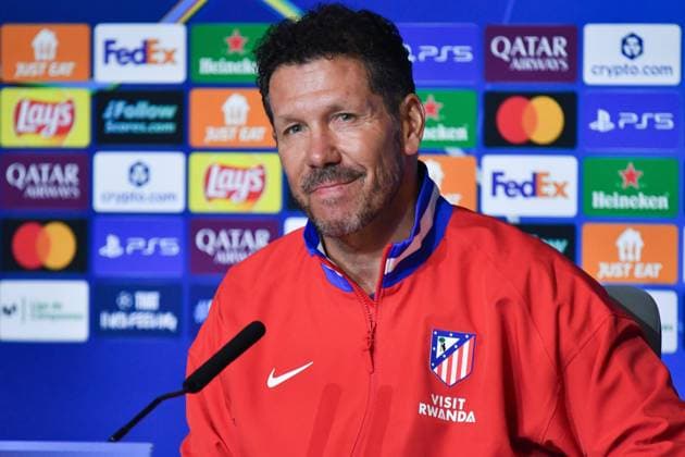 September 29, 2025, Madrid, Spain: Diego Pablo Simeone, head coach of Atletico de Madrid, attends a press conference, PK, Pressekonferenz ahead of their UEFA Champions League 2025 26 match against Eintracht Frankfurt at Riyadh Air Metropolitano. Madrid Spain - ZUMAs197 20250929_aaa_s197_291 Copyright: xAtilanoxGarciax