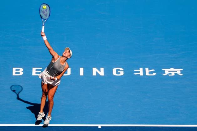 BEIJING, CHINA - SEPTEMBER 30: Belinda Bencic of Switzerland returns a shot in the Women s Singles Round of 16 match against Coco Gauff of the United States on day 9 of the 2025 China Open at the National Tennis Center on September 30, 2025 in Beijing, China.  Copyright: xVCGx 111594161783