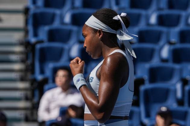 BEIJING, CHINA - SEPTEMBER 30: Coco Gauff of the United States reacts in the Women s Singles Round of 16 match against Belinda Bencic of Switzerland on day 9 of the 2025 China Open at the National Tennis Center on September 30, 2025 in Beijing, China.  Copyright: xVCGx 111594161864