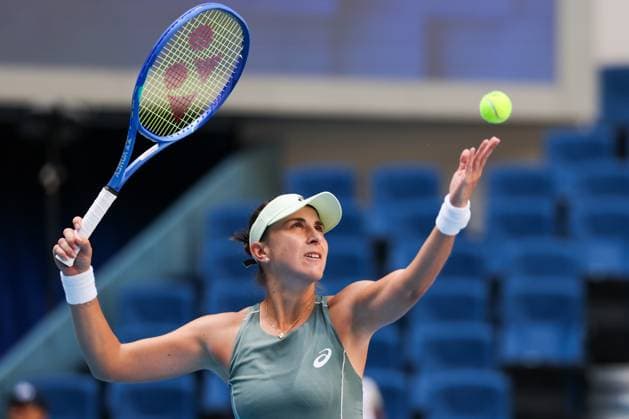 BEIJING, CHINA - SEPTEMBER 30: Belinda Bencic of Switzerland returns a shot in the Women s Singles Round of 16 match against Coco Gauff of the United States on day 9 of the 2025 China Open at the National Tennis Center on September 30, 2025 in Beijing, China.  Copyright: xVCGx 111594169157