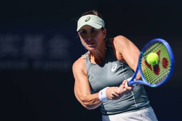 BEIJING, CHINA - SEPTEMBER 30: Belinda Bencic of Switzerland returns a shot in the Women s Singles Round of 16 match against Coco Gauff of the United States on day 9 of the 2025 China Open at the National Tennis Center on September 30, 2025 in Beijing, China.  Copyright: xVCGx 111594169128
