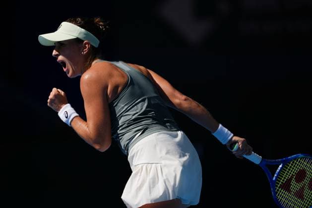 (250930) -- BEIJING, Sept. 30, 2025 -- Belinda Bencic celebrates scoring during the women s singles fourth round match between Coco Gauff of the United States and Belinda Bencic of Switzerland at 2025 China Open tennis tournament in Beijing, China, Sept. 30, 2025. ) (SP)CHINA-BEIJING-TENNIS-CHINA OPEN-WOMEN S SINGLES-FOURTH ROUND(CN) NaxYuqi 
