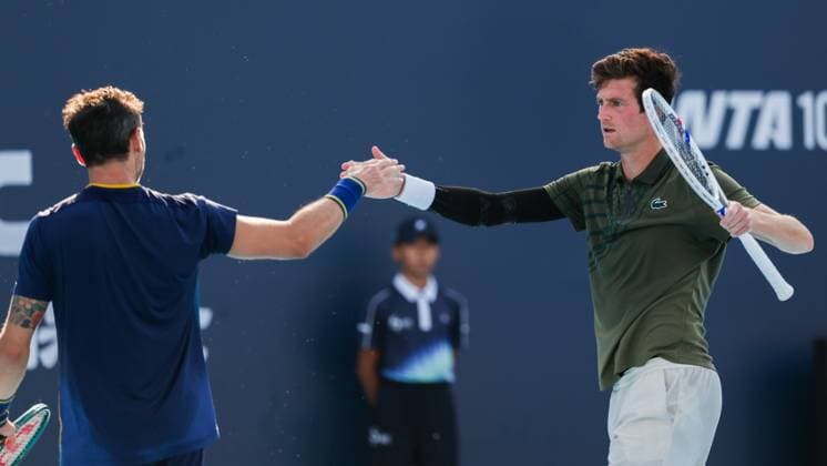 BEIJING, CHINA - SEPTEMBER 30: Guido Andreozzi of Argentina and Manuel Guinard of Fance compete in the Men s Doubles Semifinal match against Henry Patten of Great Britain and Harri Heliovaara of Finland on day 9 of the 2025 China Open at the National Tennis Center on September 30, 2025 in Beijing, China.  Copyright: xVCGx 111594188103