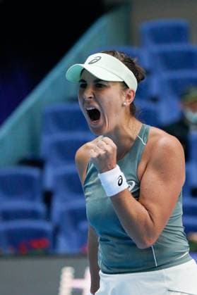 (250930) -- BEIJING, Sept. 30, 2025 -- Belinda Bencic celebrates during the women s singles fourth round match between Coco Gauff of the United States and Belinda Bencic of Switzerland at 2025 China Open tennis tournament in Beijing, China, Sept. 30, 2025. ) (SP)CHINA-BEIJING-TENNIS-CHINA OPEN-WOMEN S SINGLES-FOURTH ROUND(CN) XiexHan 