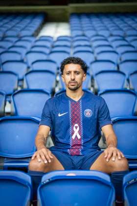 PSG Support the Pink October Campaign - Paris Handout photo of Marquinhos wearing a Pink October dedicated jersey as Paris Saint-Germain is mobilizing to support the Pink October campaign. Throughout the month of October, the Club’s teams will lead prevention and awareness initiatives to contribute to the fight against breast cancer. Paris, France on September 2025. Photo by AOP for PSG via ABACAPRESS.COM Paris France  Copyright: xABACAx