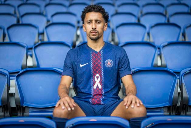 PSG Support the Pink October Campaign - Paris Handout photo of Marquinhos wearing a Pink October dedicated jersey as Paris Saint-Germain is mobilizing to support the Pink October campaign. Throughout the month of October, the Club’s teams will lead prevention and awareness initiatives to contribute to the fight against breast cancer. Paris, France on September 2025. Photo by AOP for PSG via ABACAPRESS.COM Paris France  Copyright: xABACAx