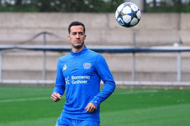 LEVERKUSEN, GERMANY - 30 SEPTEMBER, 2025: Lucas Vazquez - UEFA Champions League, MD-1, practice FC Bayer 04 Leverkusen at BayArena.  Copyright: xVITALIIxKLIUIEVx