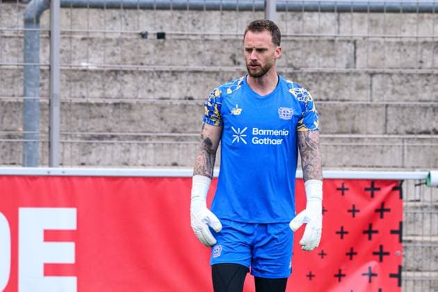 LEVERKUSEN, GERMANY - 30 SEPTEMBER, 2025: Mark Flekken - UEFA Champions League, MD-1, practice FC Bayer 04 Leverkusen at BayArena.  Copyright: xVITALIIxKLIUIEVx