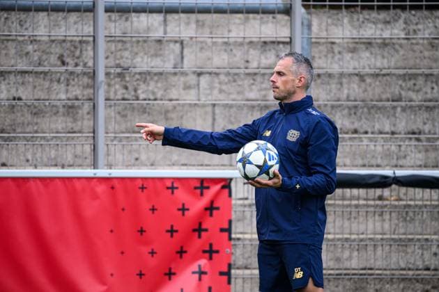 LEVERKUSEN, GERMANY - 30 SEPTEMBER, 2025: David Thiel - UEFA Champions League, MD-1, practice FC Bayer 04 Leverkusen at BayArena.  Copyright: xVITALIIxKLIUIEVx