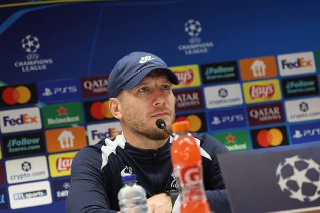 Union s head coach Sebastien Pocognoli pictured during a press conference, PK, Pressekonferenz of Belgian soccer team Royale Union Saint-Gilloise in Brussels, on Tuesday 30 September 2025. The team prepares for tomorrow s match against English team Newcastle United FC, on the second day of the League phase of the UEFA Champions League tournament. VIRGINIExLEFOUR  x135711236x