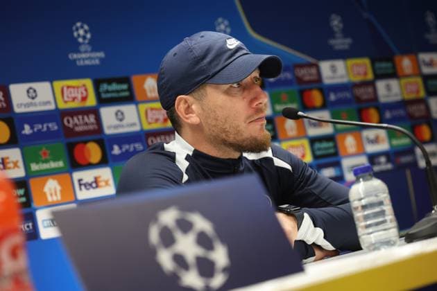 Union s head coach Sebastien Pocognoli pictured during a press conference, PK, Pressekonferenz of Belgian soccer team Royale Union Saint-Gilloise in Brussels, on Tuesday 30 September 2025. The team prepares for tomorrow s match against English team Newcastle United FC, on the second day of the League phase of the UEFA Champions League tournament. VIRGINIExLEFOUR  x135711297x