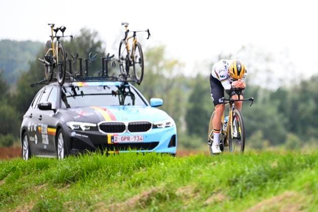 UEC 2025 Road European Championship, EM, Europameisterschaft Drome-Ardeche Media Activities 30 09 2025 LORIOL-SUR-DROME, FRANCE - SEPTEMBER 30 : Evenepoel Remco (Belgium) pictured during a training session ahead of the Men Elite cycling road race of the 2025 UEC Road European Championship Drome-Ardeche 10th edition an UCI Continental Championships cycling race on September 30, 2025 in Loriol-sur-Drome, France, 30 09 2025 Loriol-sur-Drome France  Copyright: xVincentxKalutx