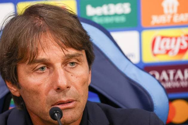 Antonio Conte s press conference, PK, Pressekonferenz Antonio Conte Head Coach of SSC Napoli During the press conference on September 30, 2025, valid for the Champions League, before the 2025 26 match between Napoli and Sporting Lisbon in Naples at the Stadio Maradona. In the photo: Napoli Stadio Maradona Campania ITALIA Copyright: xFABIOxSASSOxFabioxSassox 0A4A5546